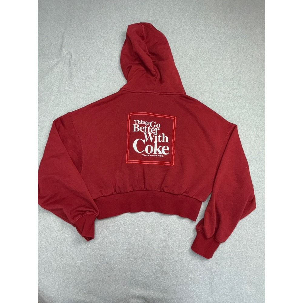 Puma x Coca-Cola Women's Red Cropped Hoodie Pullover Size Large